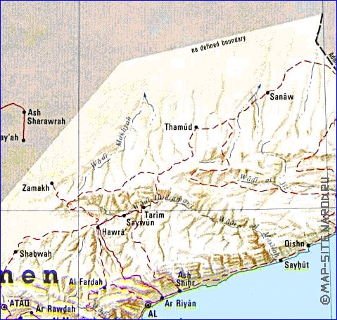 mapa de Iemen em ingles