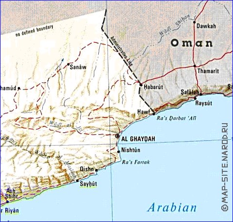 mapa de Iemen em ingles