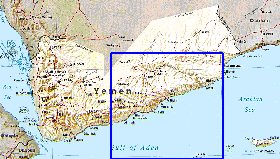 mapa de Iemen em ingles