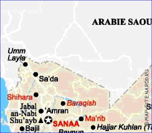 mapa de Iemen em frances