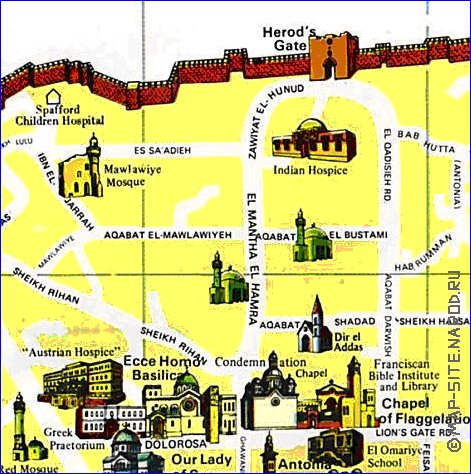 mapa de Jerusalem em ingles