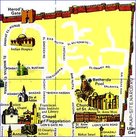 mapa de Jerusalem em ingles