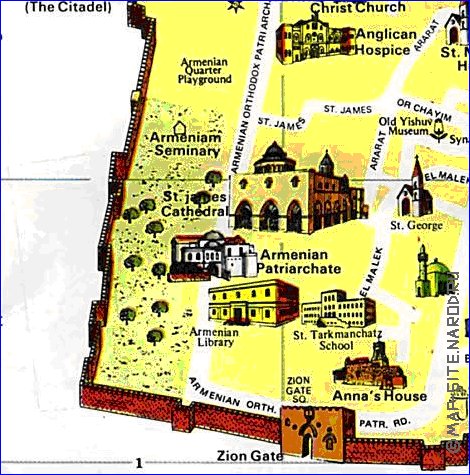 mapa de Jerusalem em ingles