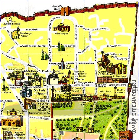 mapa de Jerusalem em ingles