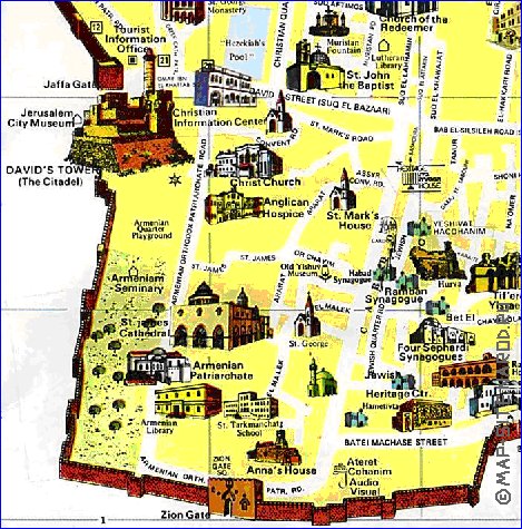 mapa de Jerusalem em ingles