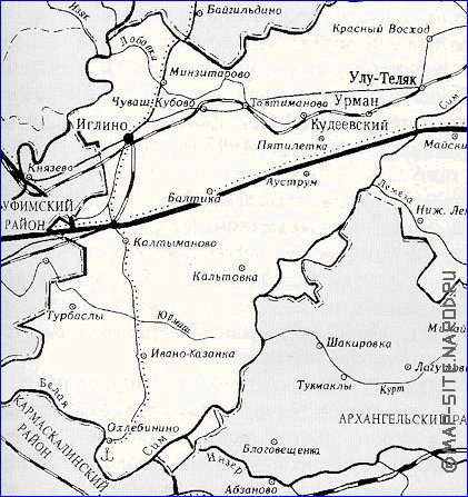 Карта иглинского района с деревнями и дорогами башкортостан