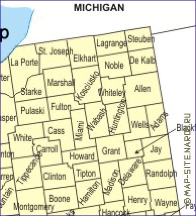 carte de Indiana en anglais