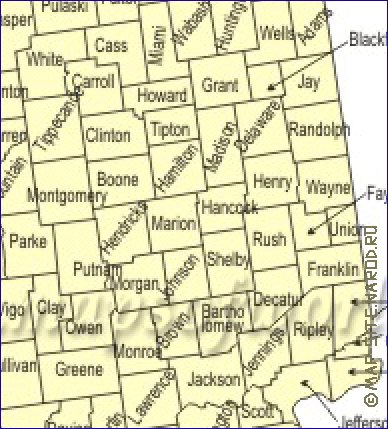 mapa de Indiana em ingles