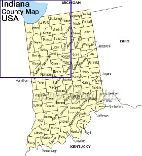mapa de Indiana em ingles