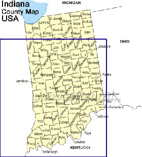 mapa de Indiana em ingles