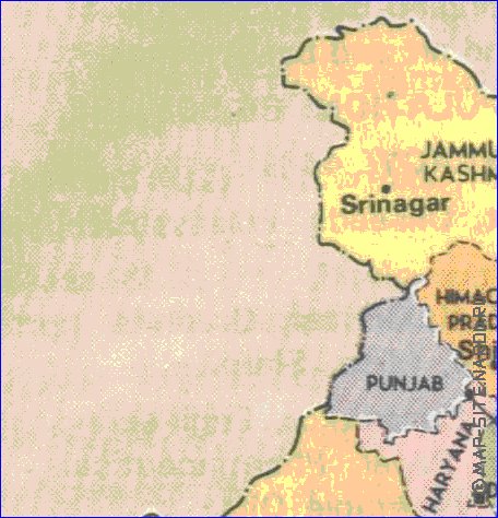 Administrativa mapa de India em ingles