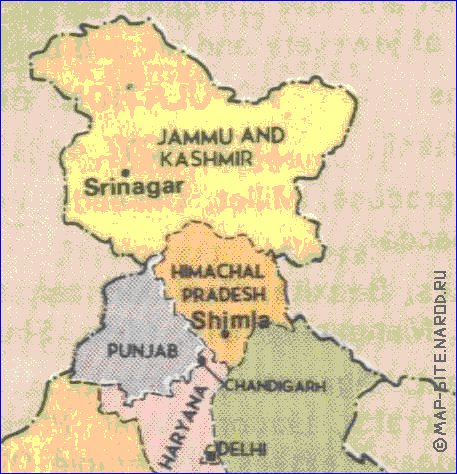 Administrativa mapa de India em ingles