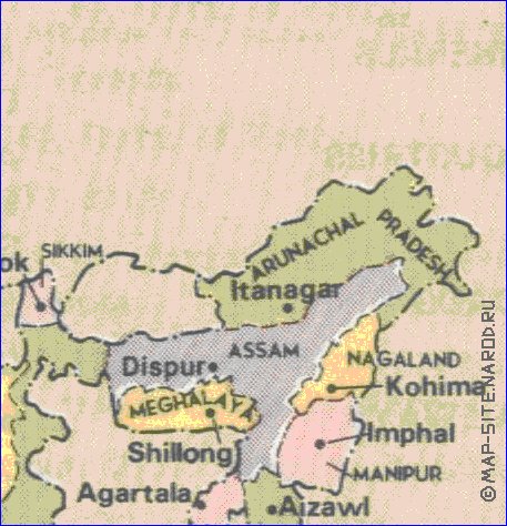 Administrativa mapa de India em ingles