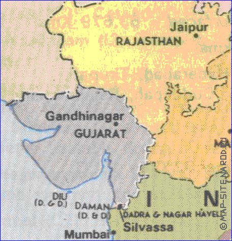 Administrativa mapa de India em ingles