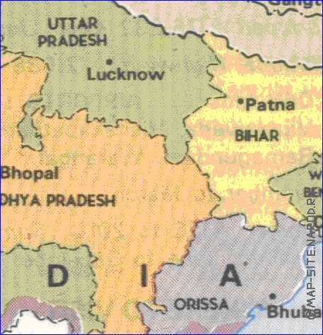 Administrativa mapa de India em ingles