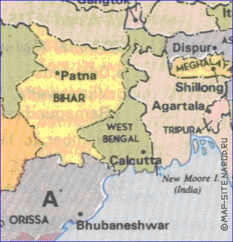 Administrativa mapa de India em ingles