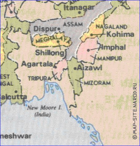 Administrativa mapa de India em ingles