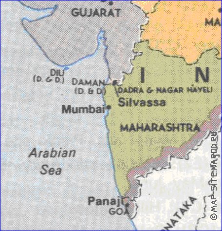 Administrativa mapa de India em ingles