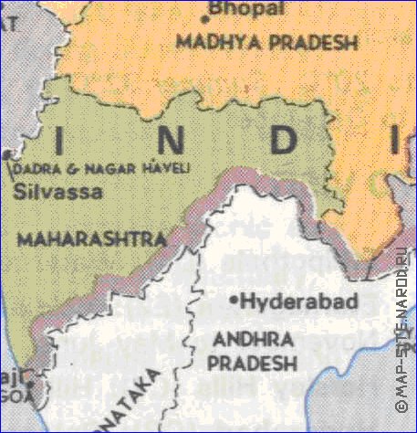 Administrativa mapa de India em ingles