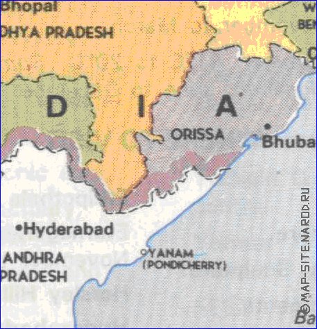 Administrativa mapa de India em ingles