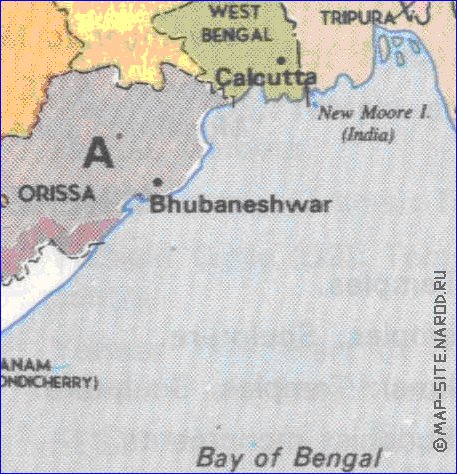 Administrativa mapa de India em ingles