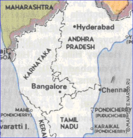 Administrativa mapa de India em ingles