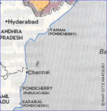 Administrativa mapa de India em ingles