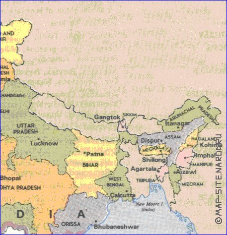 Administratives carte de Inde en anglais