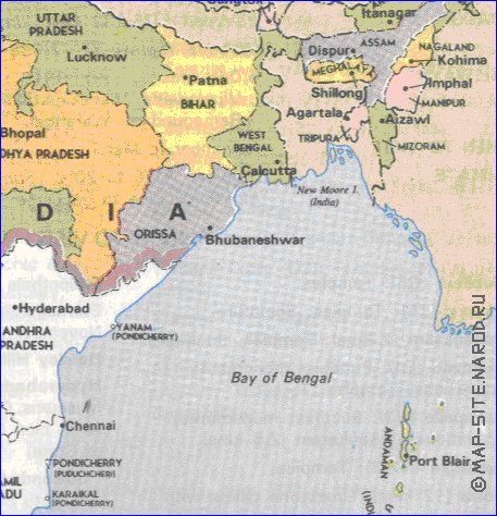 Administrativa mapa de India em ingles