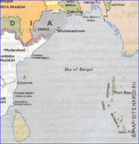 Administrativa mapa de India em ingles