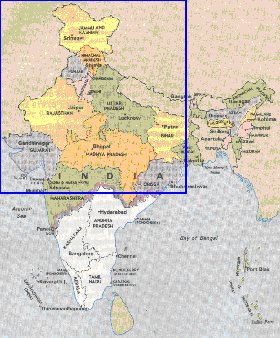 Administrativa mapa de India em ingles