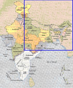 Administrativa mapa de India em ingles