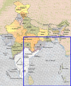 Administrativa mapa de India em ingles