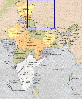 Administrativa mapa de India em ingles