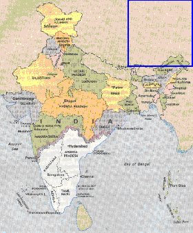 Administrativa mapa de India em ingles