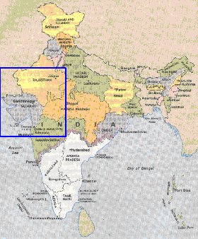 Administrativa mapa de India em ingles