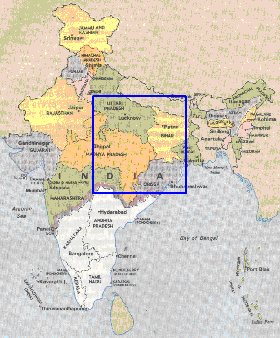 Administrativa mapa de India em ingles