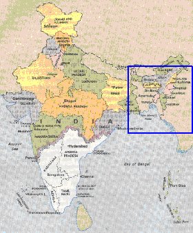 Administrativa mapa de India em ingles