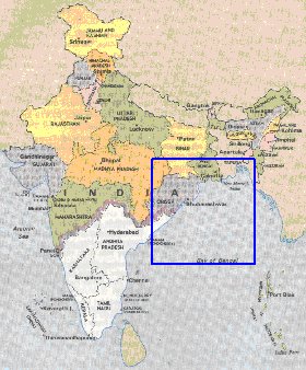 Administrativa mapa de India em ingles