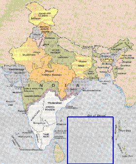 Administrativa mapa de India em ingles