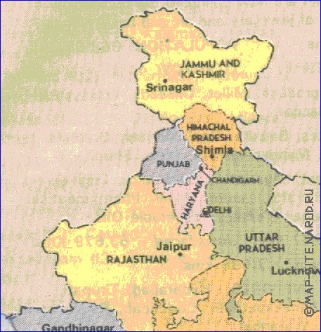 Administratives carte de Inde en anglais