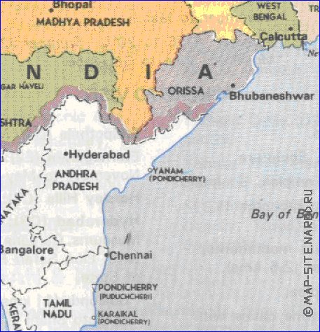 Administrativa mapa de India em ingles