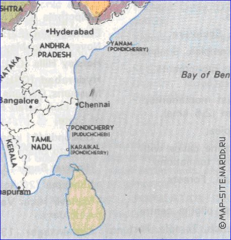 Administrativa mapa de India em ingles