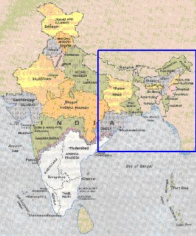 Administrativa mapa de India em ingles