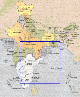 Administrativa mapa de India em ingles