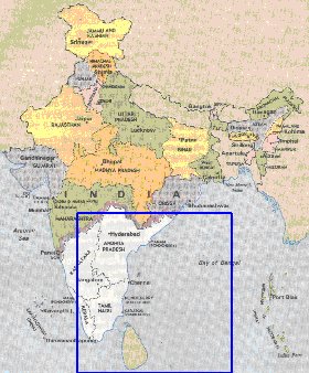 Administrativa mapa de India em ingles