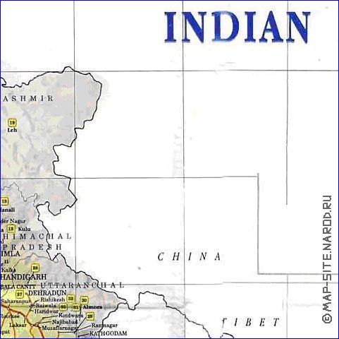 mapa de India em ingles