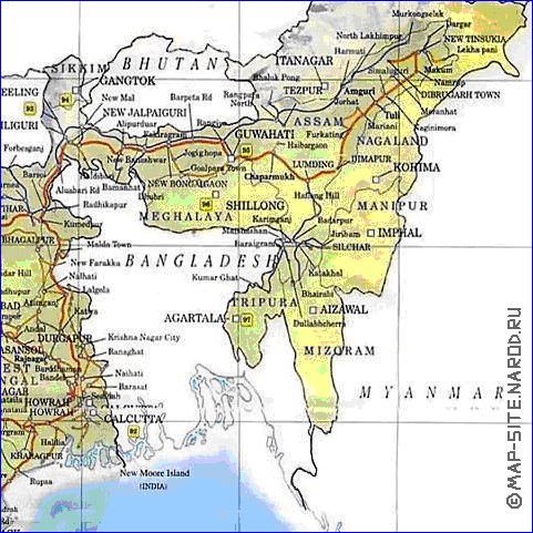 carte de Inde en anglais