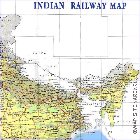 mapa de India em ingles