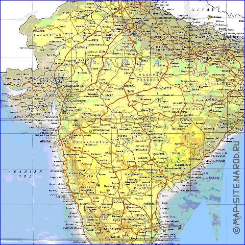 mapa de India em ingles